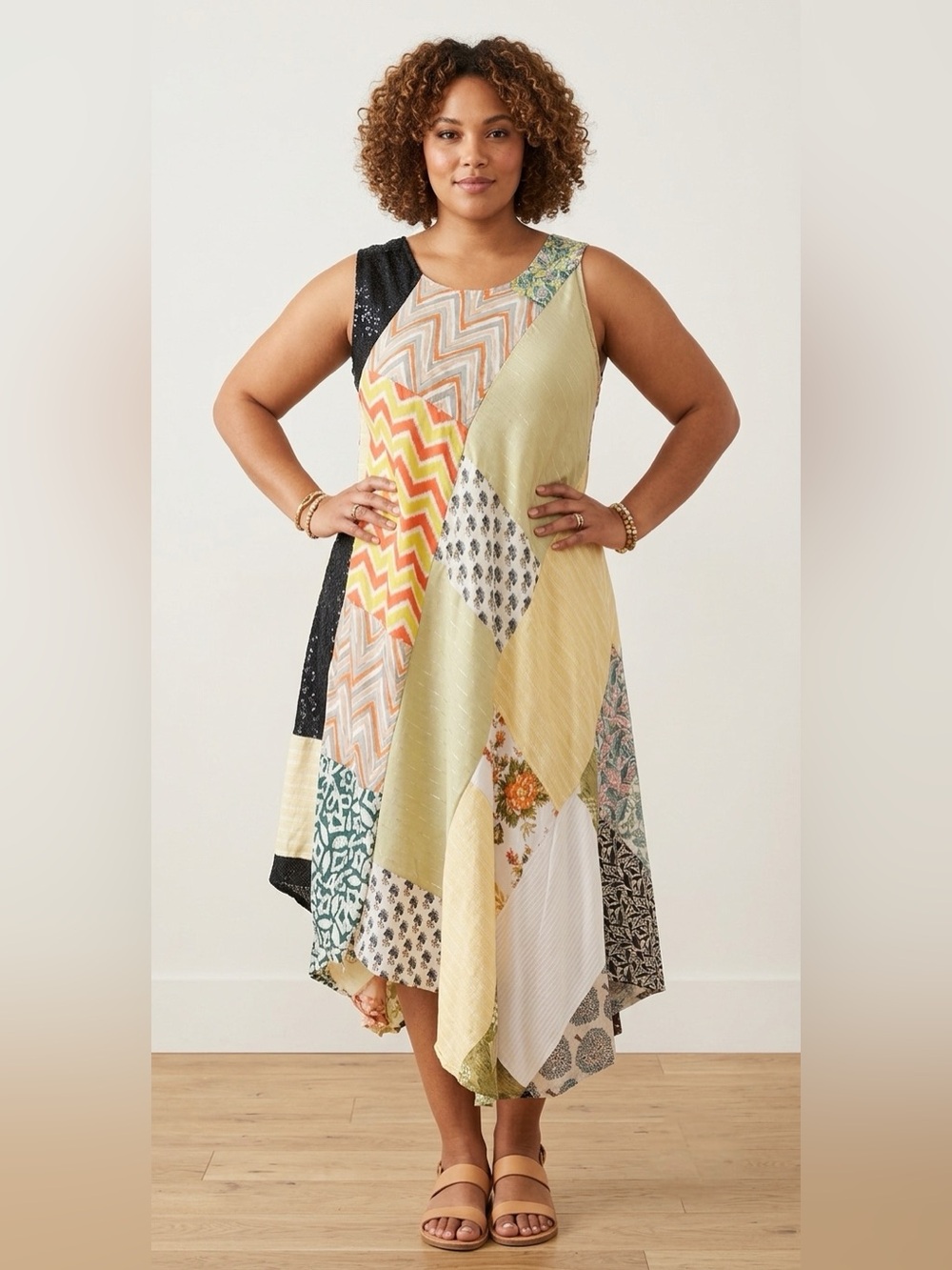 HANDMADE Handkerchief Patchwork Dress - Size M to XL